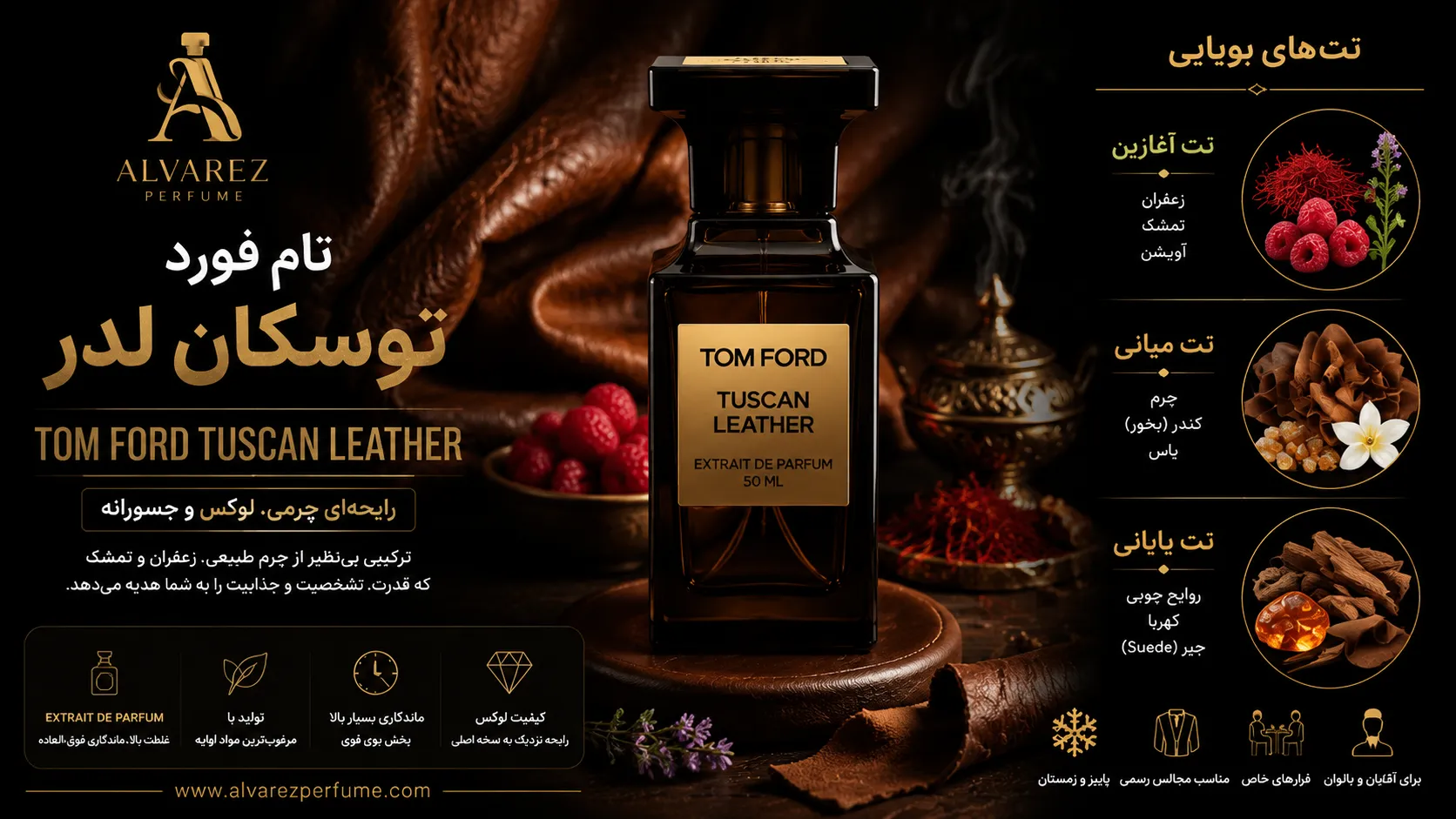 خرید عطر تام فورد توسکان لدر اکستریت دی پارفوم عطر آلوارز