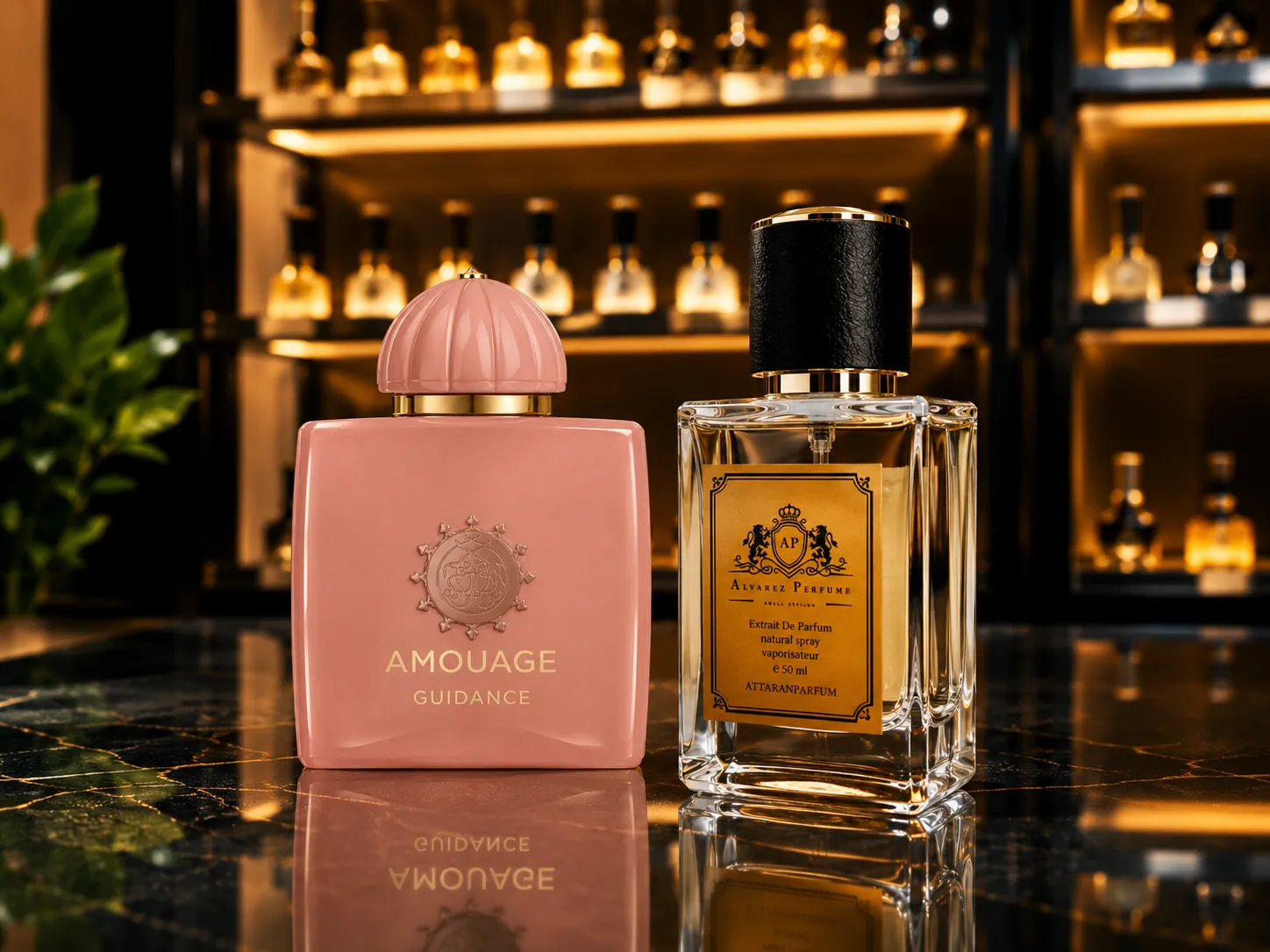 عطر آمواج گایدنس Amouage Guidance با رایحه گلابی، گل‌های سفید و چوب صندل مناسب بانوان و استفاده در موقعیت‌های رسمی و فصول خنک سال.