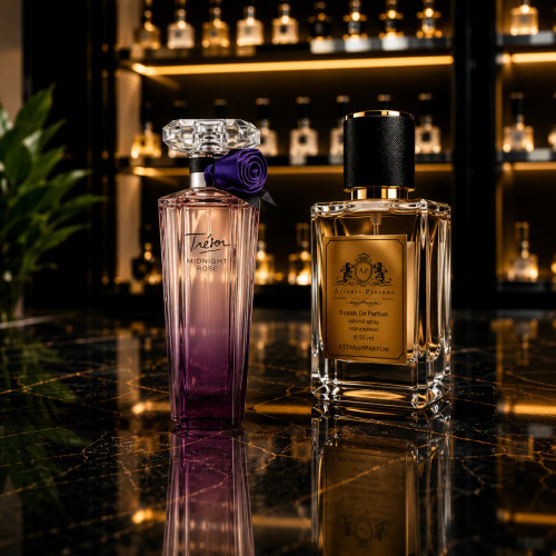 عطر لانکوم ترزور میدنایت رز Lancôme Trésor Midnight Rose با رایحه شیرین، میوهای و گلی مناسب بانوان و استفاده در مهمانیها و فصول خنک سال.