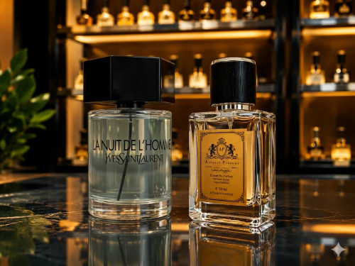 عطر ایو سن لورن لانویت د لهوم Yves Saint Laurent La Nuit de L'Homme با رایحه هل، اسطوخودوس و خس خس مناسب آقایان و استفاده در پاییز و زمستان.